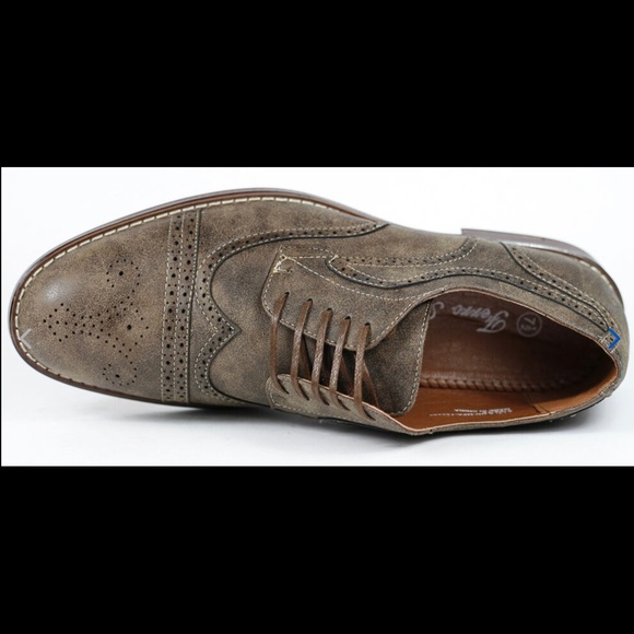 Ferro Aldo Brown lace up wingtip Oxford Dress shoe - Picture 3 of 6